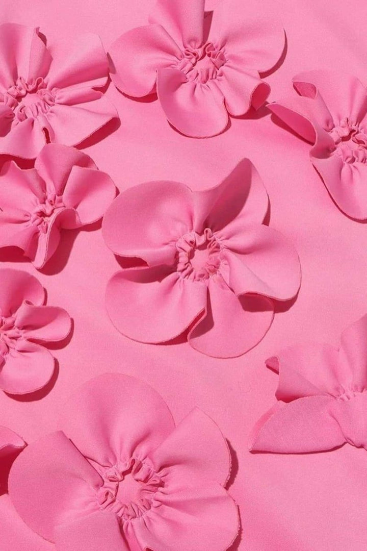 Abito lungo elegante da donna con fiori 3D