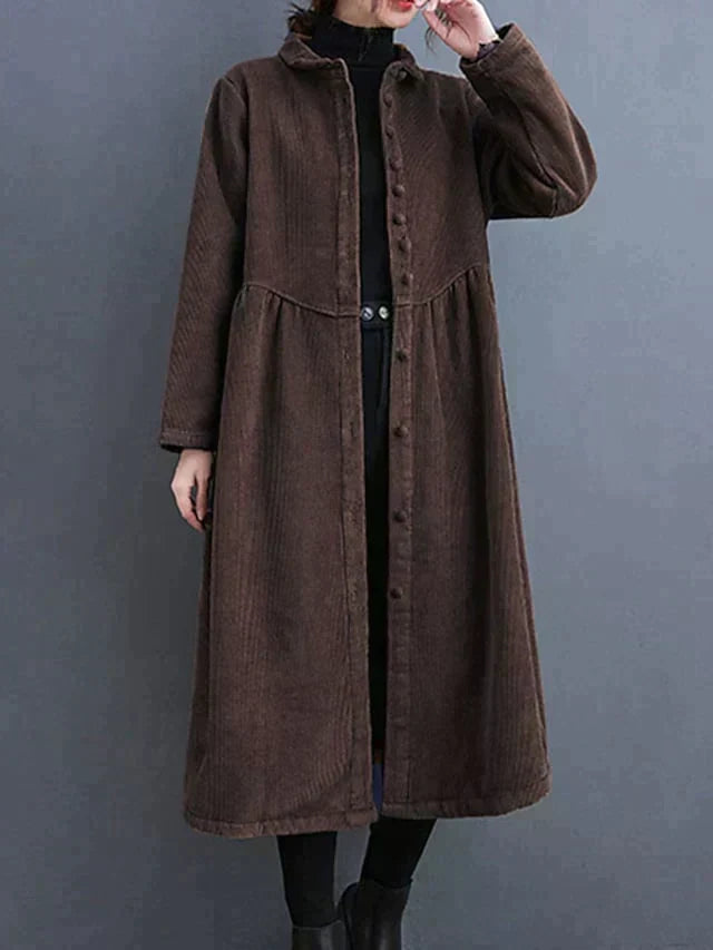 Robe Midi Trapèze en Velours Côtelé Pour Femme