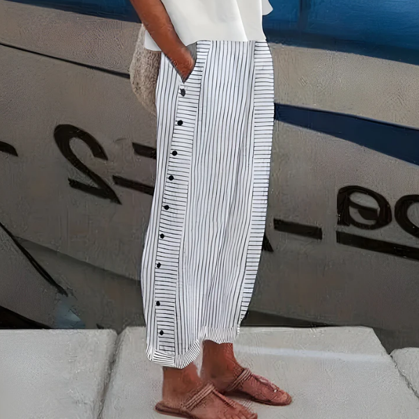 Pantalon Sarouel Court Rayé Pour Femme