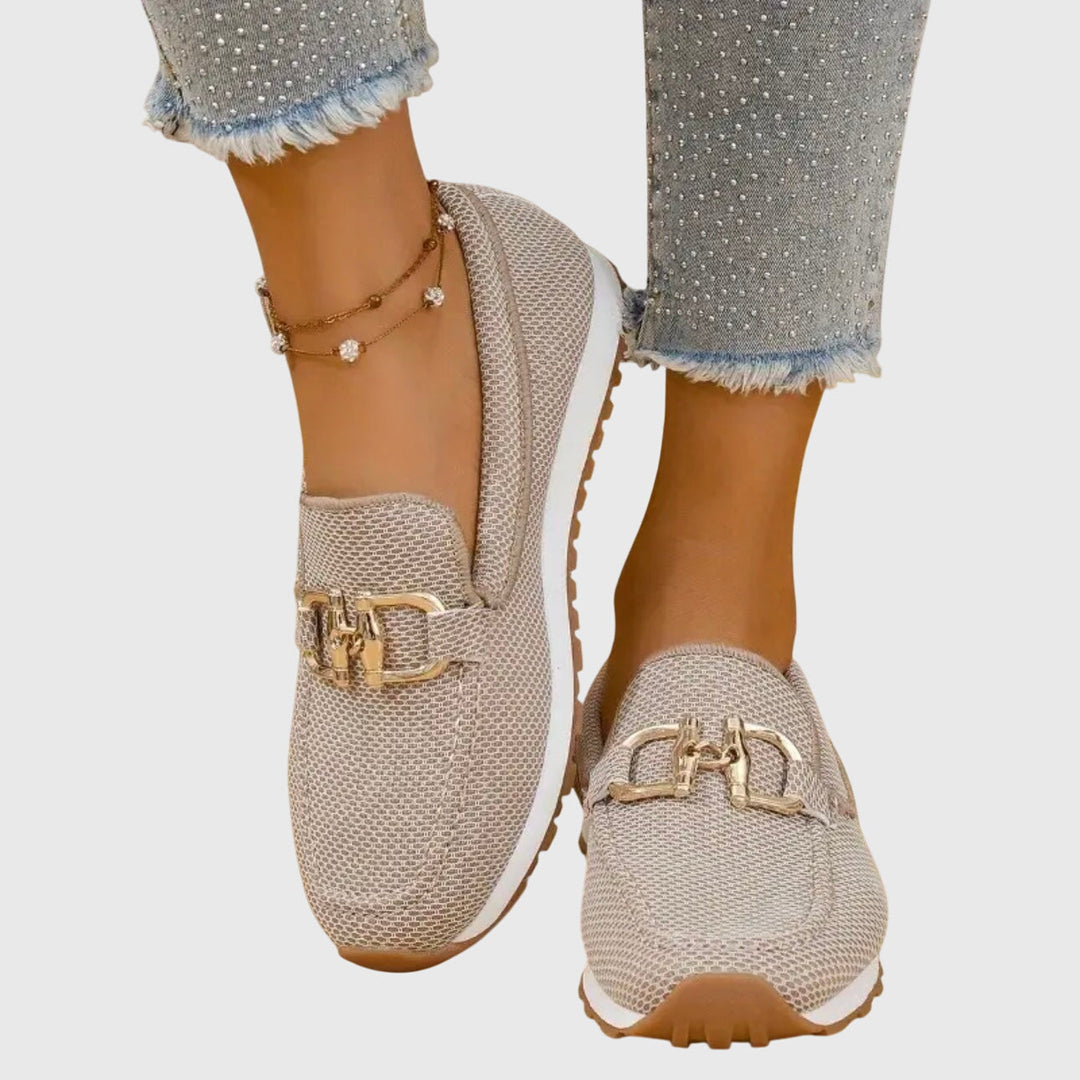 Mocassins Décontractés à Enfiler Pour Femme Avec Détail de Boucle Dorée