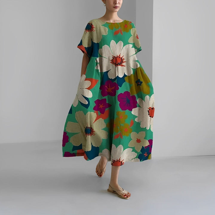 Vestito midi da donna stampato a taglio ampio