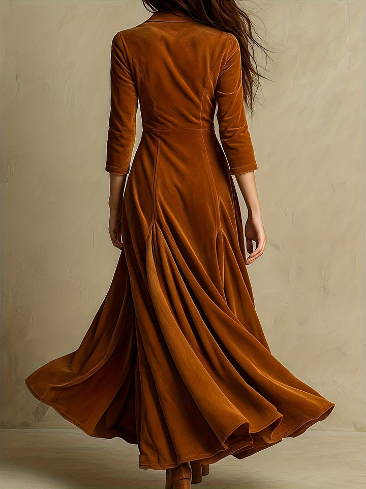 Robe Longue Boutonnée à Manches Longues Pour Femme