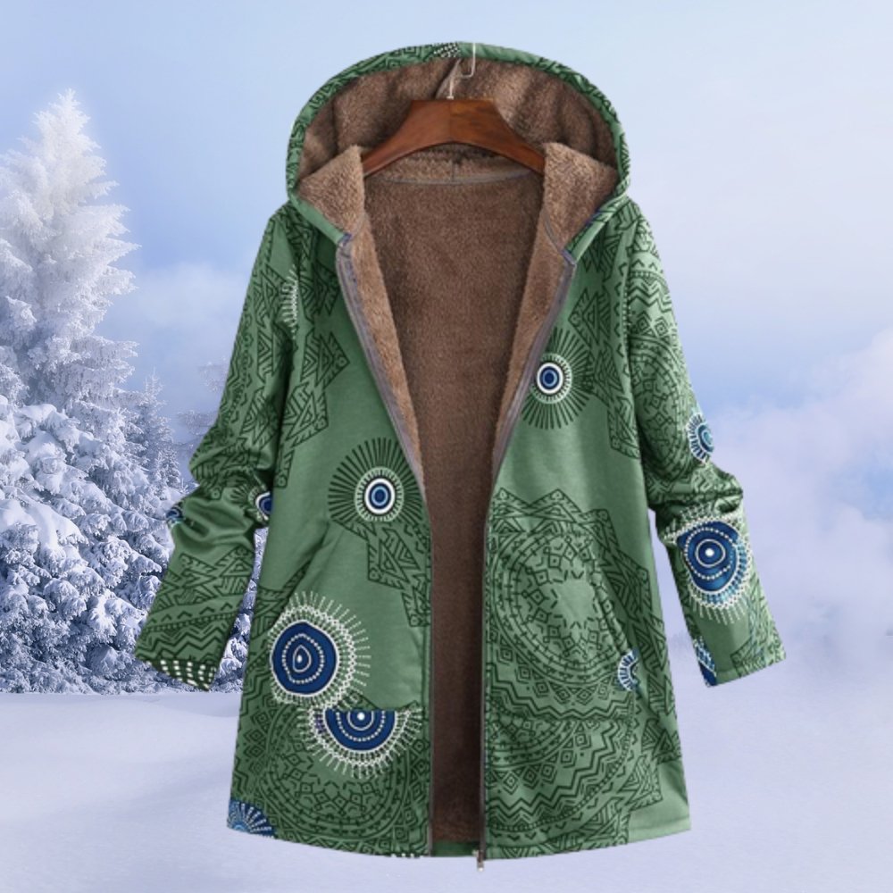 Manteau d'Hiver à Capuche en Sherpa Fleuri pour Femme