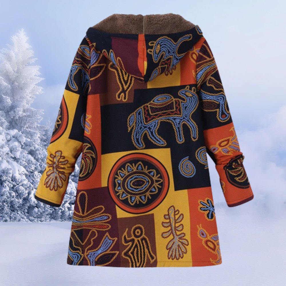 Manteau d'Hiver à Capuche en Sherpa Fleuri pour Femme