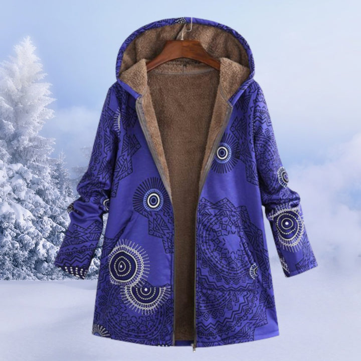 Manteau d'Hiver à Capuche en Sherpa Fleuri pour Femme