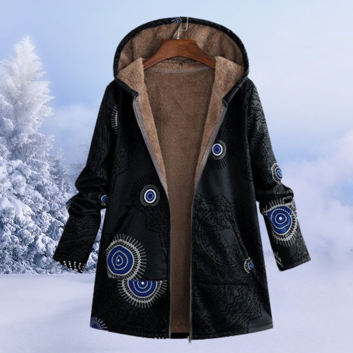 Manteau d'Hiver à Capuche en Sherpa Fleuri pour Femme