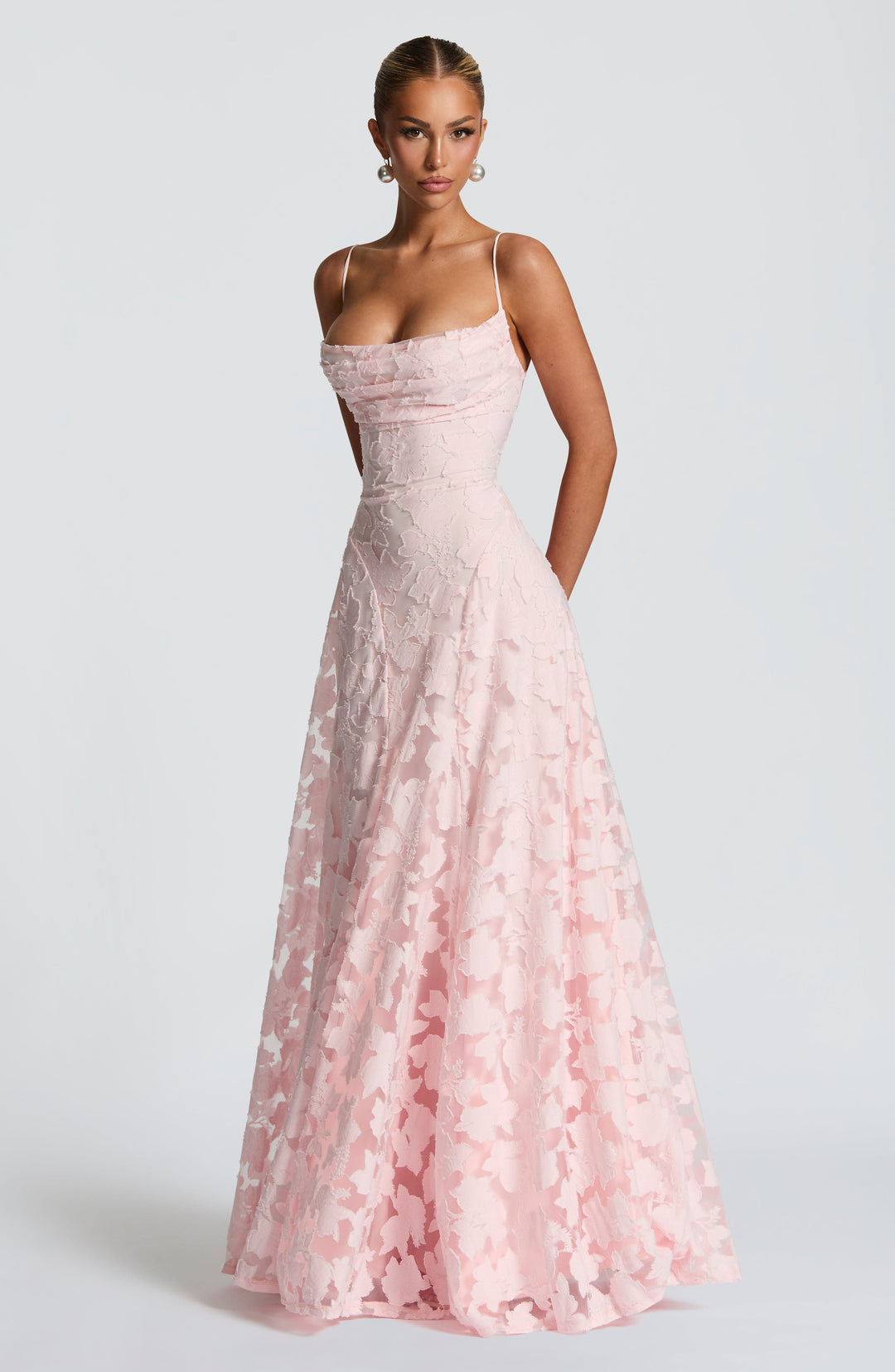 Robe Longue en Dentelle à Fines Bretelles Pour Femme