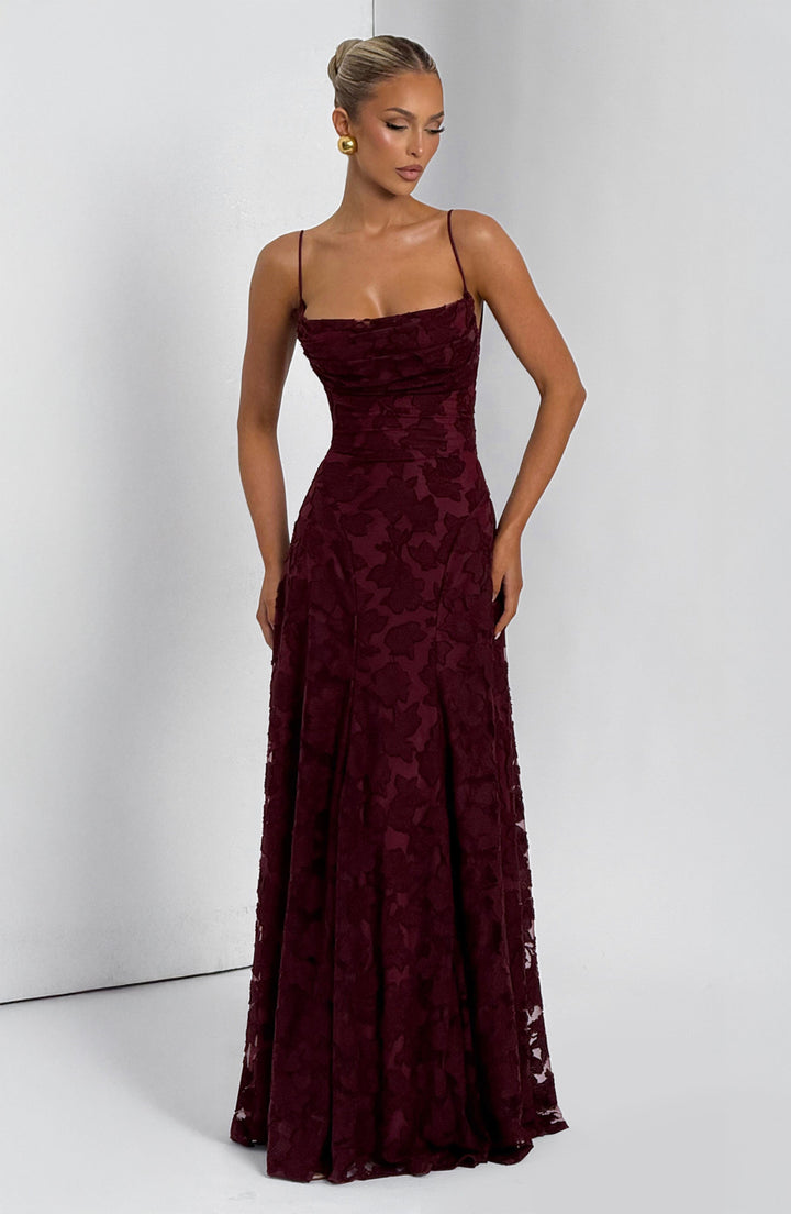 Robe Longue en Dentelle à Fines Bretelles Pour Femme