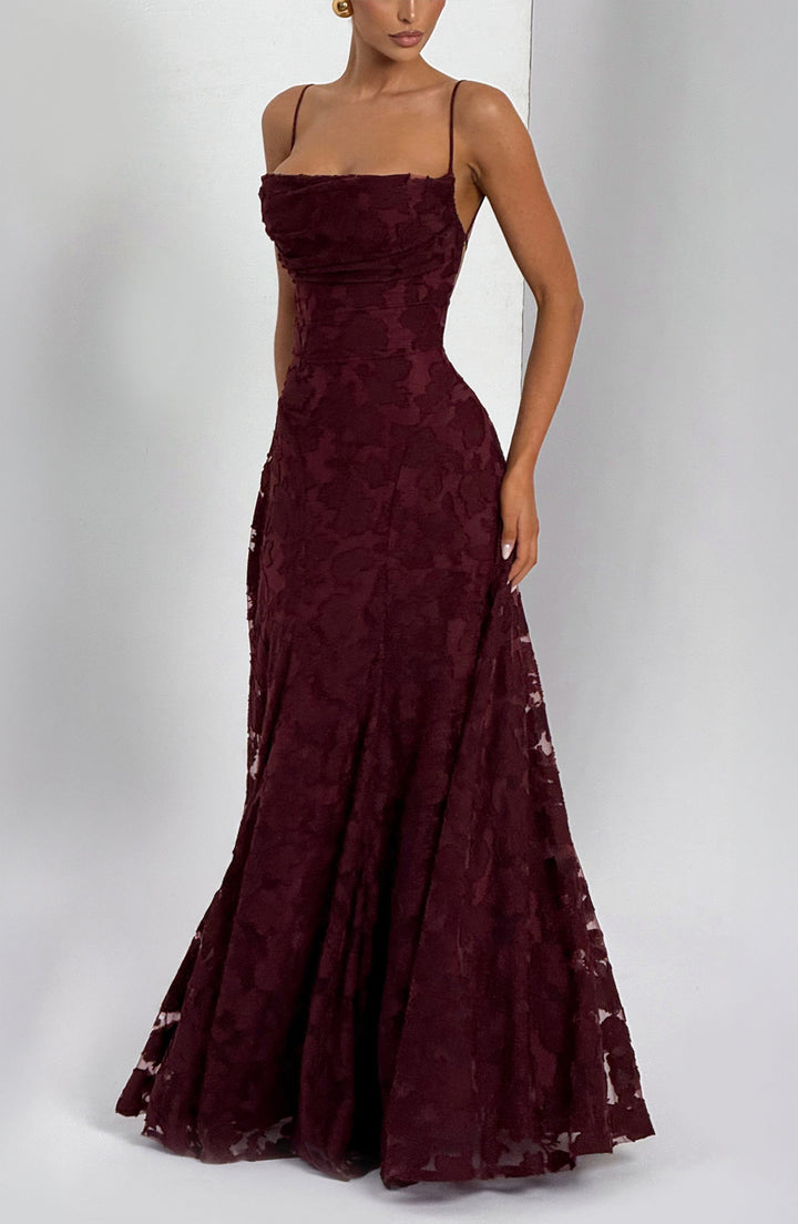 Robe Longue en Dentelle à Fines Bretelles Pour Femme