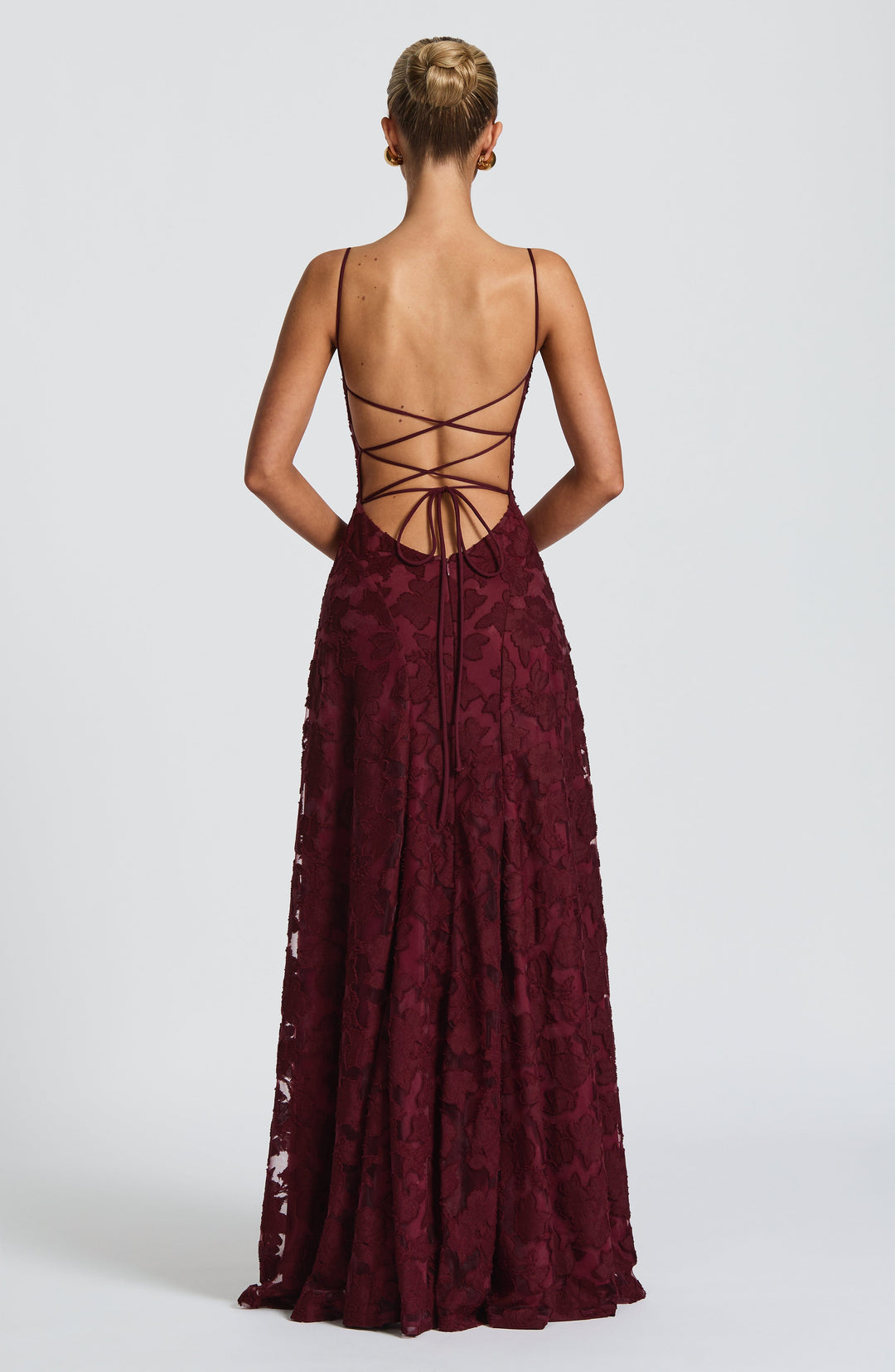 Robe Longue en Dentelle à Fines Bretelles Pour Femme