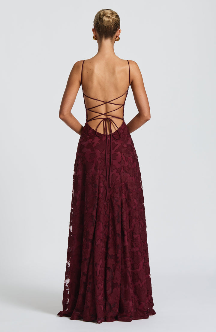 Robe Longue en Dentelle à Fines Bretelles Pour Femme