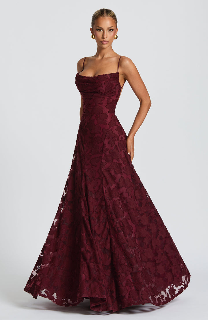 Robe Longue en Dentelle à Fines Bretelles Pour Femme