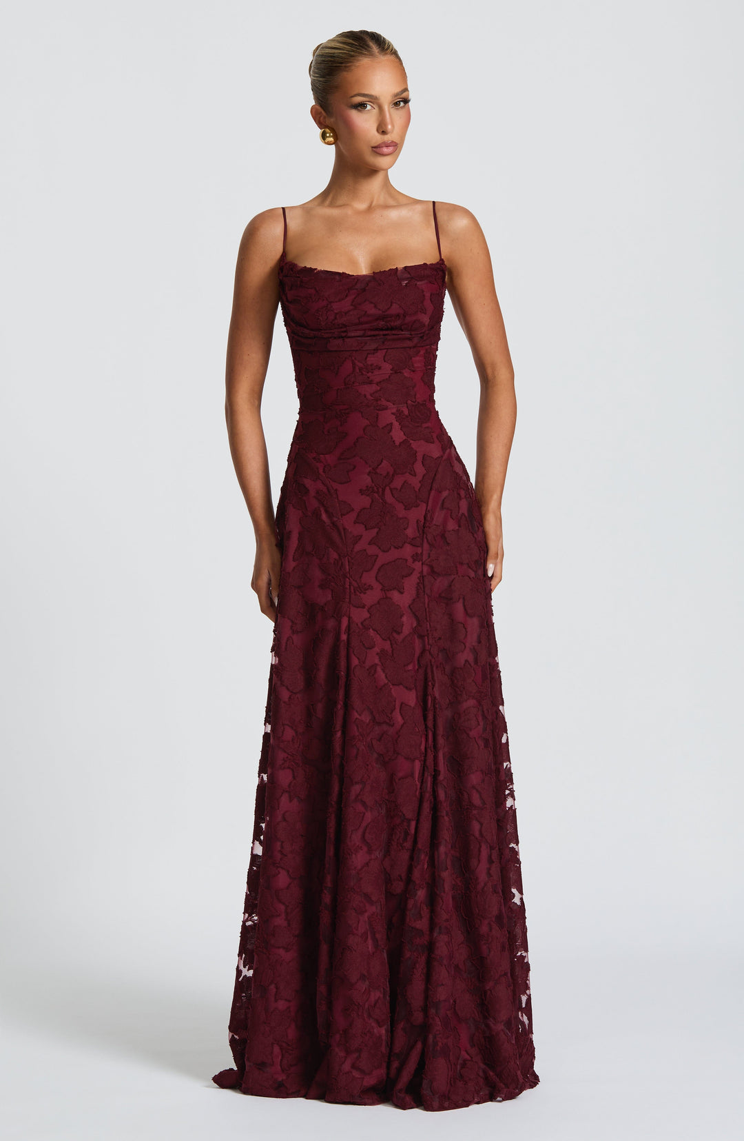 Robe Longue en Dentelle à Fines Bretelles Pour Femme