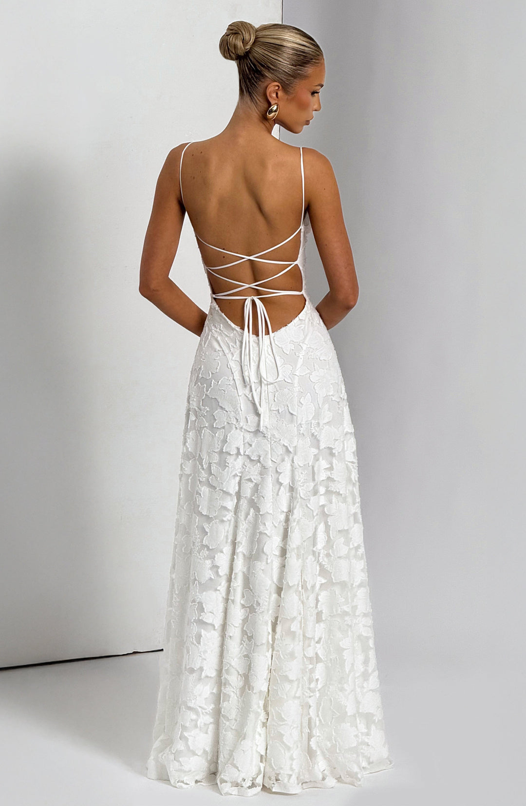 Robe Longue en Dentelle à Fines Bretelles Pour Femme