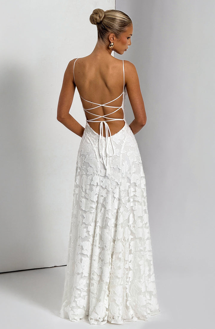 Robe Longue en Dentelle à Fines Bretelles Pour Femme