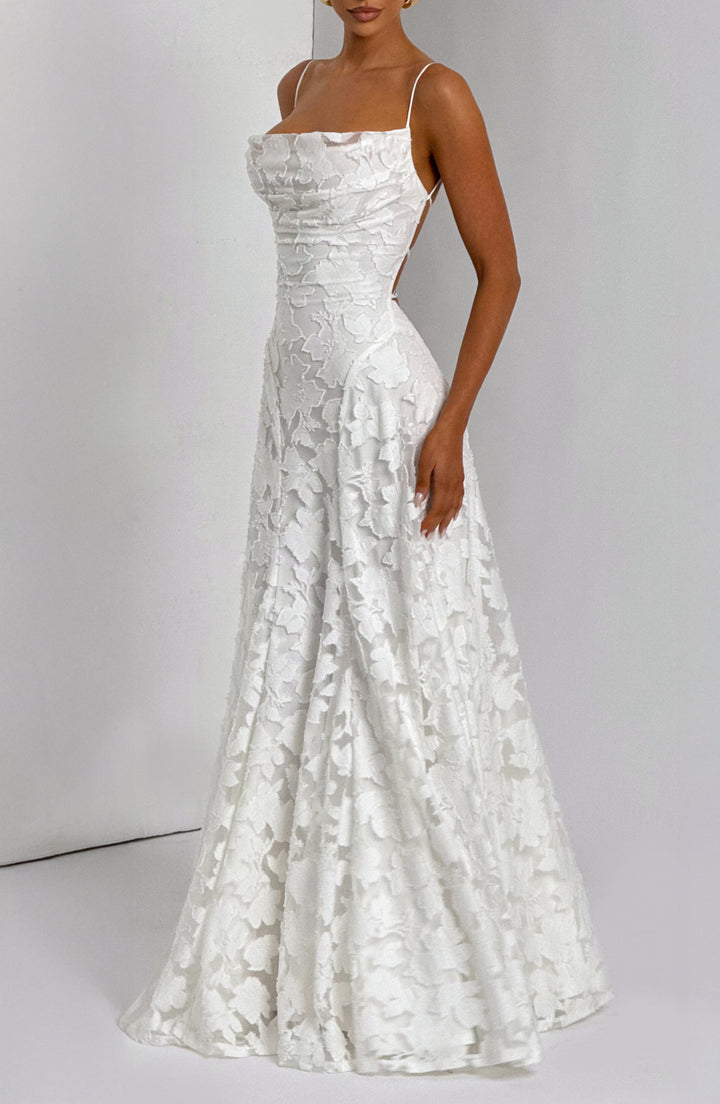 Robe Longue en Dentelle à Fines Bretelles Pour Femme