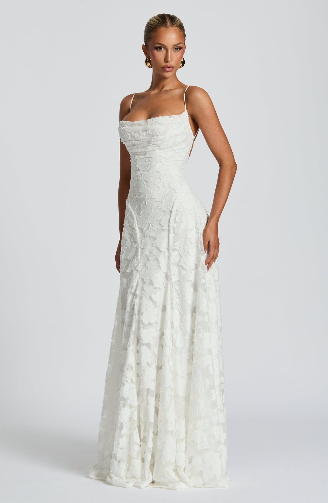 Robe Longue en Dentelle à Fines Bretelles Pour Femme