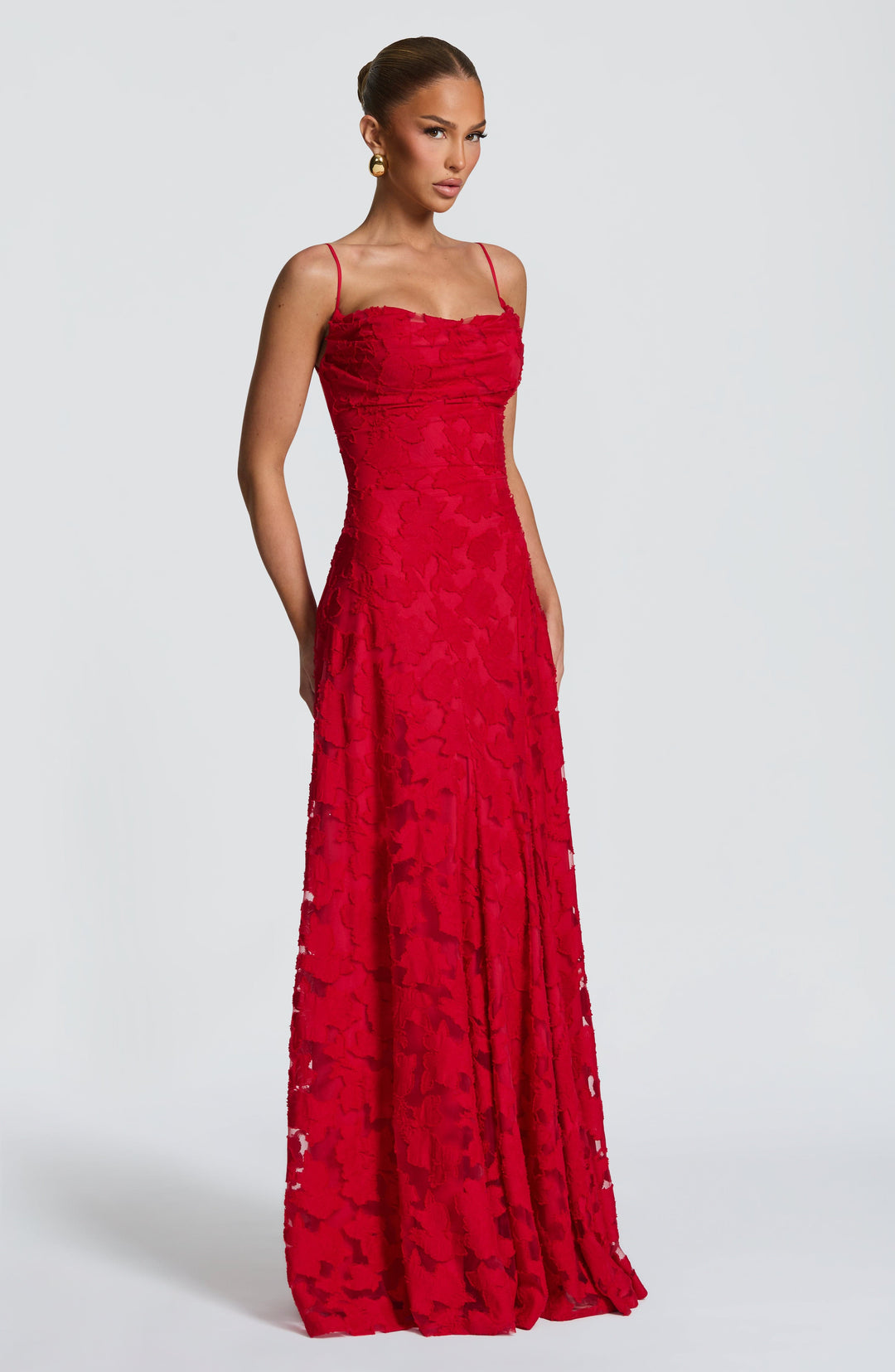 Robe Longue en Dentelle à Fines Bretelles Pour Femme