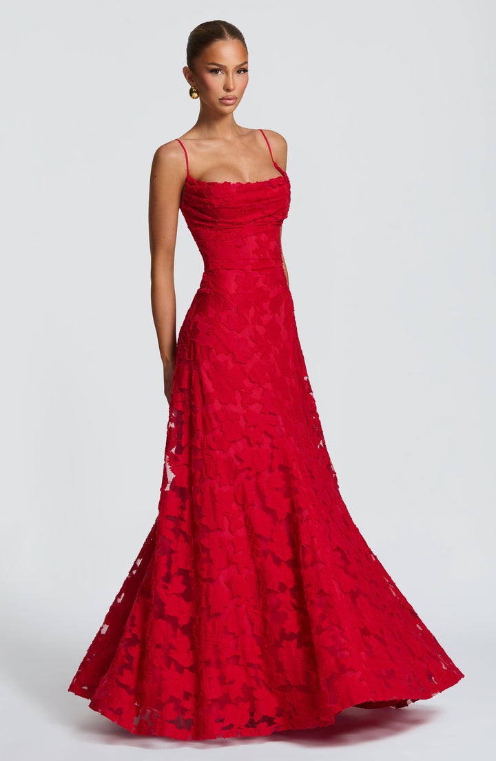 Robe Longue en Dentelle à Fines Bretelles Pour Femme