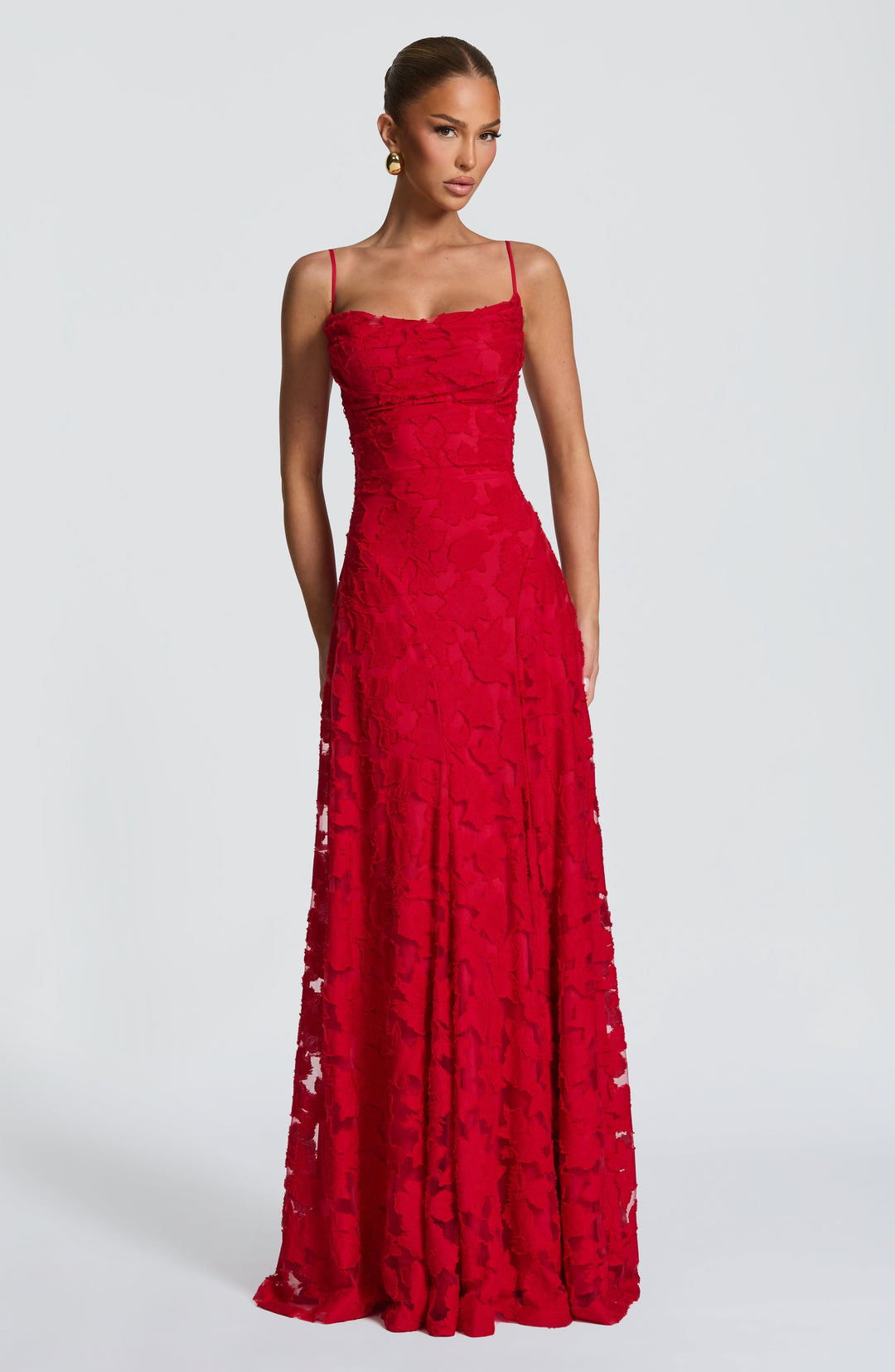 Robe Longue en Dentelle à Fines Bretelles Pour Femme