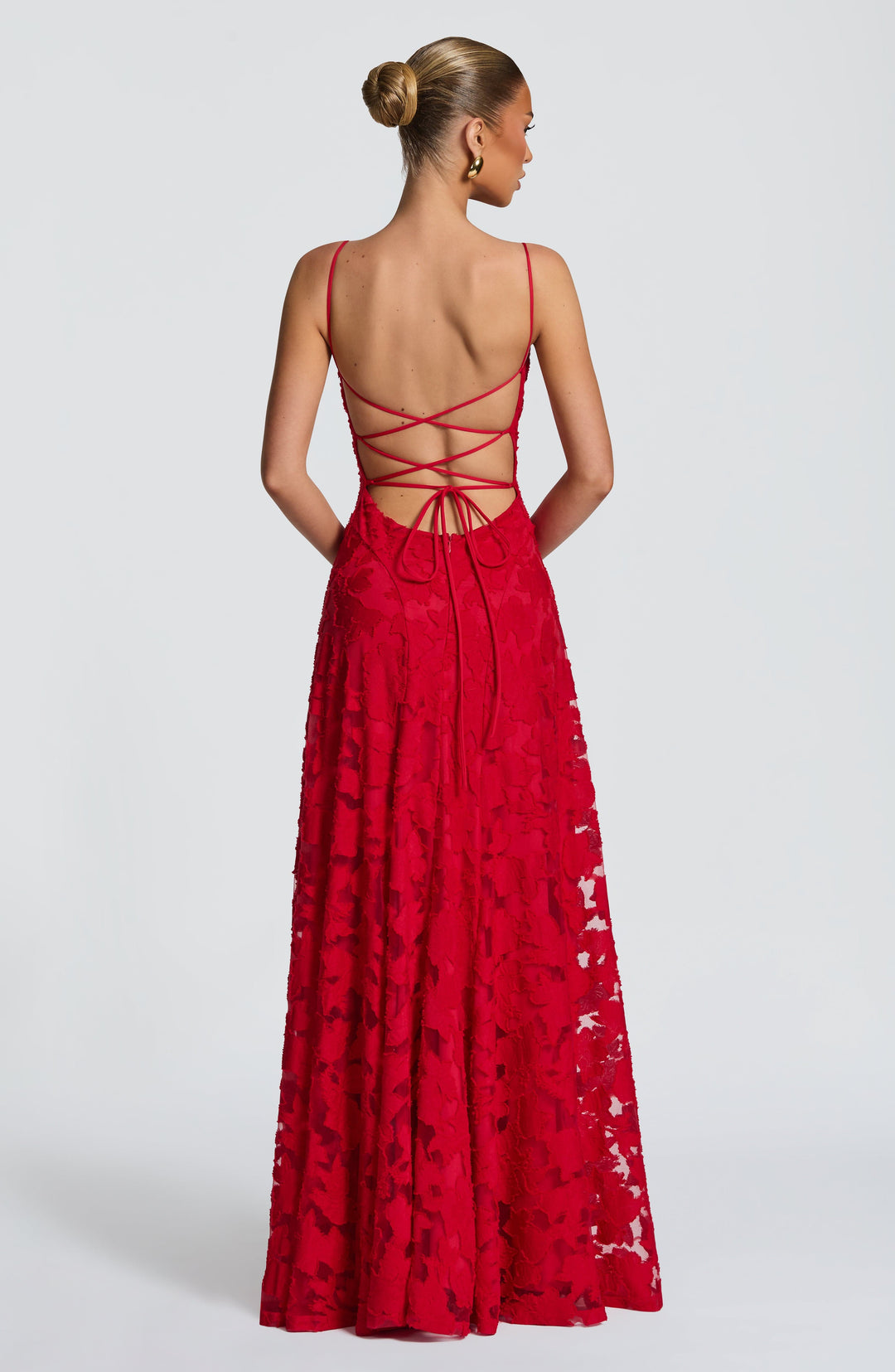 Robe Longue en Dentelle à Fines Bretelles Pour Femme