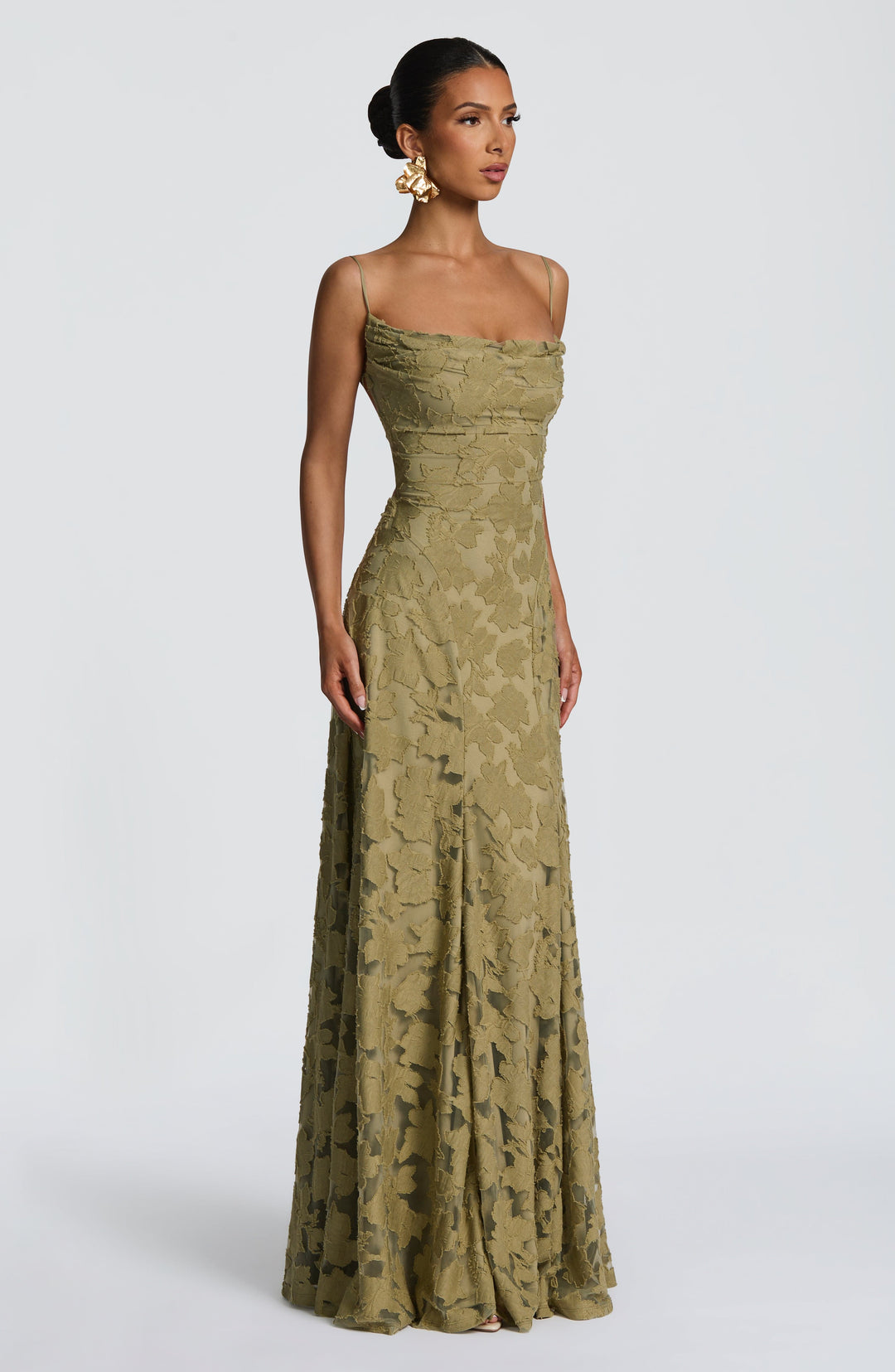 Robe Longue en Dentelle à Fines Bretelles Pour Femme