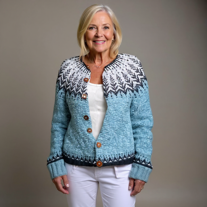 Dámský vintage cardigan s motivy severského stylu