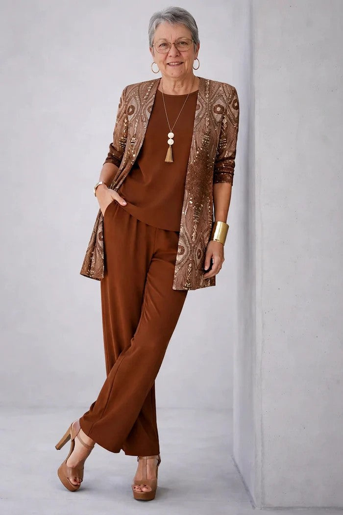 Completo Donna Coordinato 3 Pezzi in Stile Chic Casual