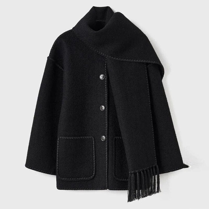 Cardigan Long Femme avec Écharpe Intégrée