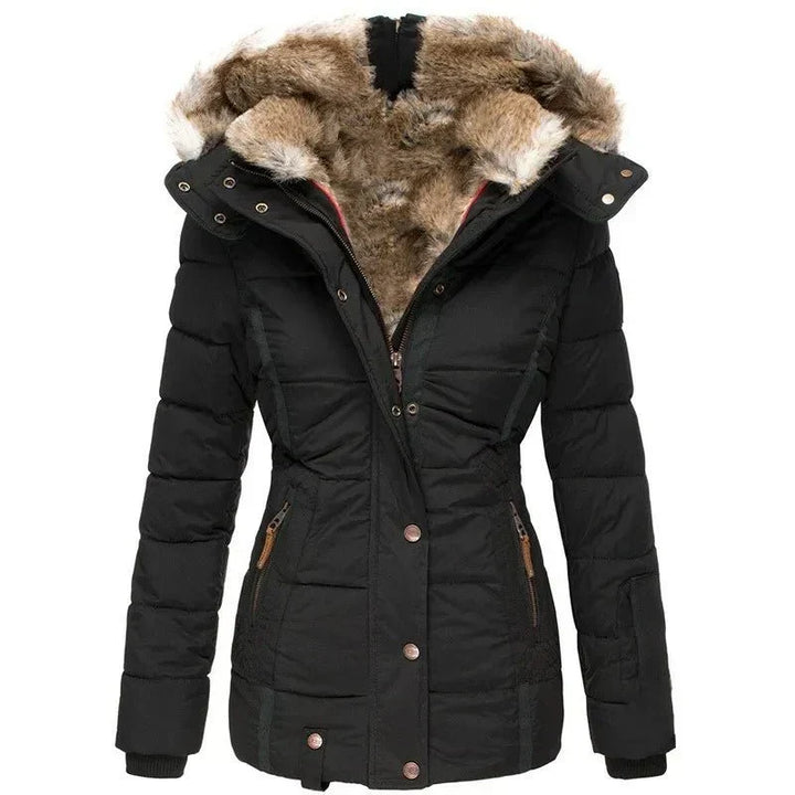 Veste d'Hiver à Capuche en Fausse Fourrure pour Femme