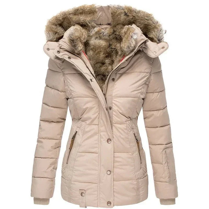 Veste d'Hiver à Capuche en Fausse Fourrure pour Femme