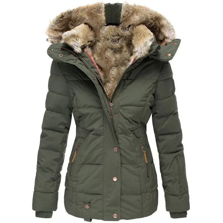 Veste d'Hiver à Capuche en Fausse Fourrure pour Femme