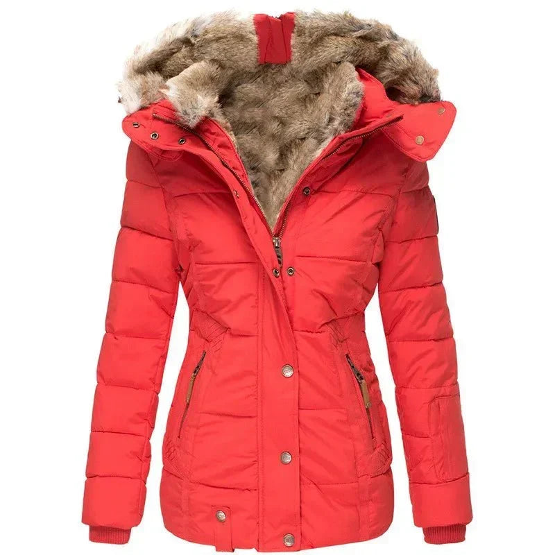 Veste d'Hiver à Capuche en Fausse Fourrure pour Femme