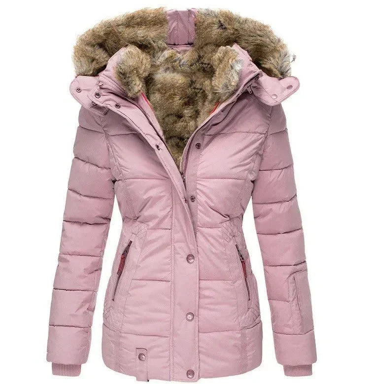 Veste d'Hiver à Capuche en Fausse Fourrure pour Femme