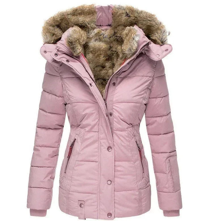 Veste d'Hiver à Capuche en Fausse Fourrure pour Femme