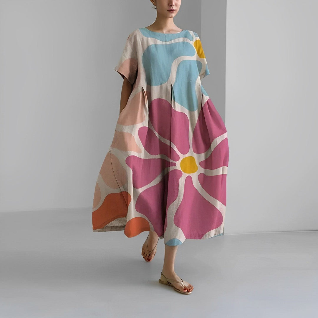 Vestito midi da donna stampato a taglio ampio