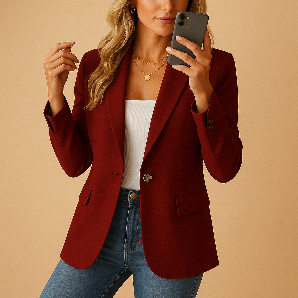 Blazer Femme à Boutonnage Simple et Poches