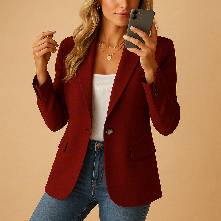 Blazer Femme à Boutonnage Simple et Poches