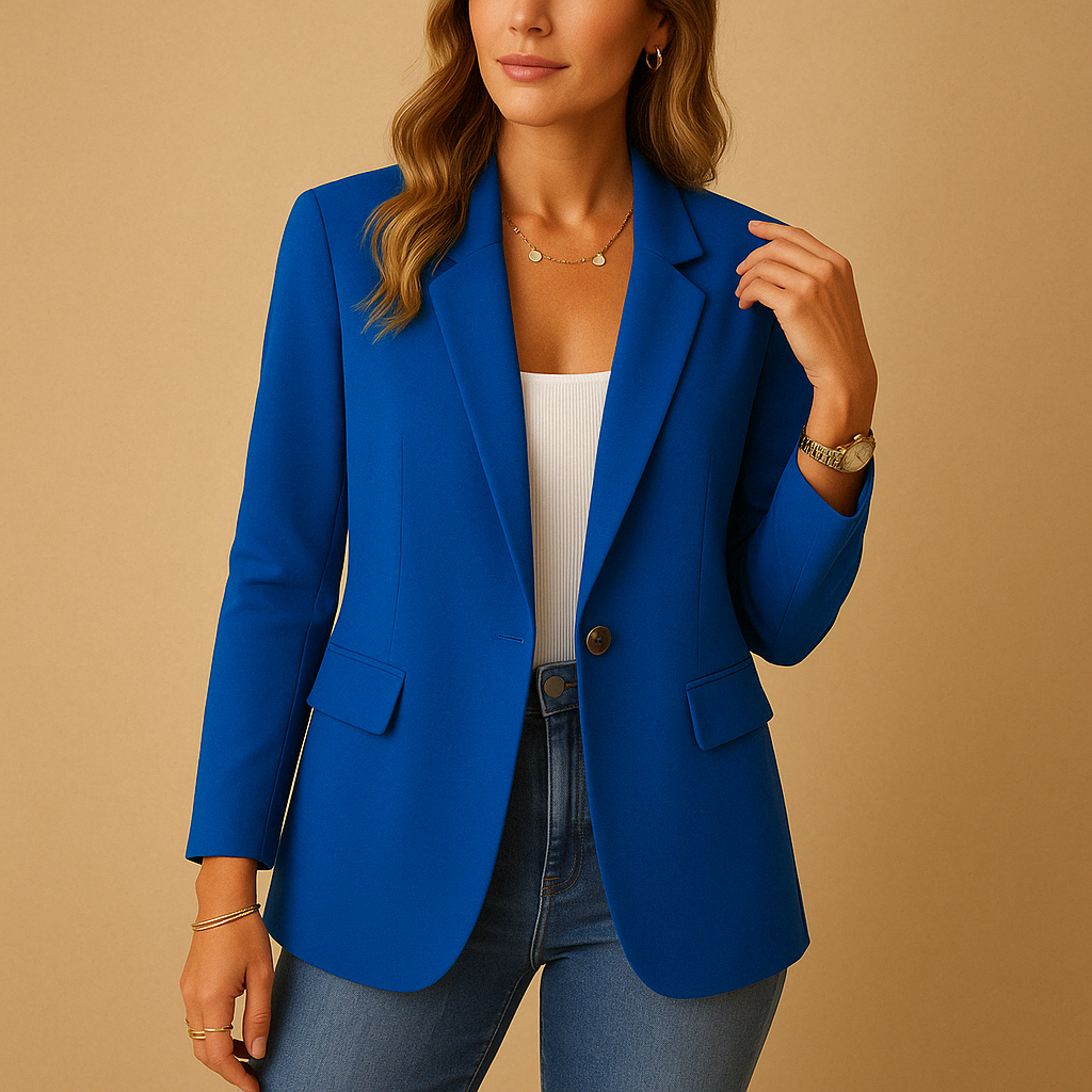 Blazer Femme à Boutonnage Simple et Poches