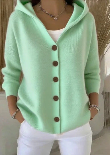 Cardigan Femme à Capuche Boutonné