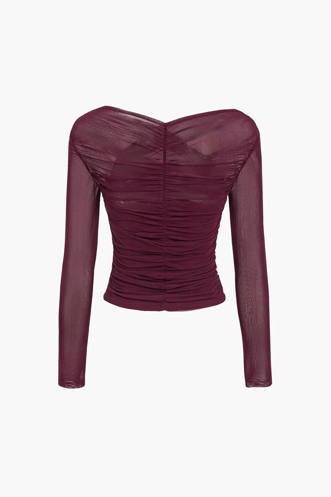 Elegantní překládaný top z průhledné pleteniny s dlouhými rukávy pro ženy