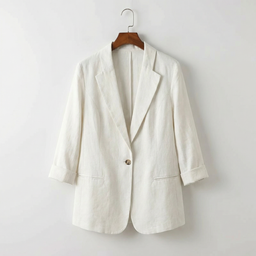 Blazer Femme à Bouton Unique et Poches