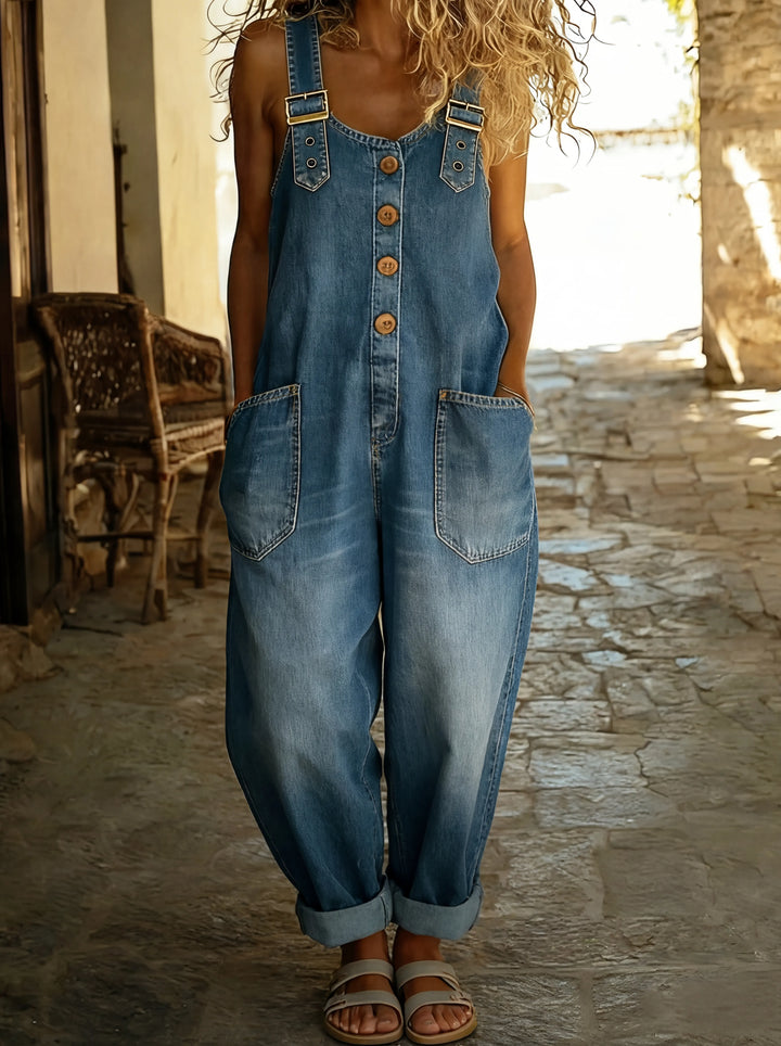 Salopette jean femme bretelles réglables