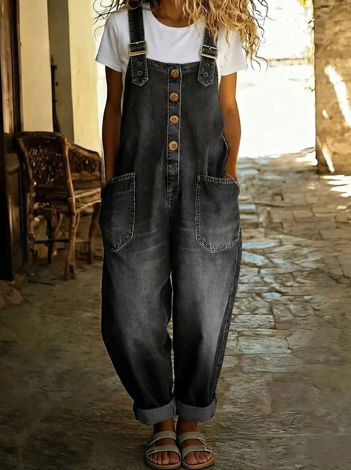 Salopette jean femme bretelles réglables