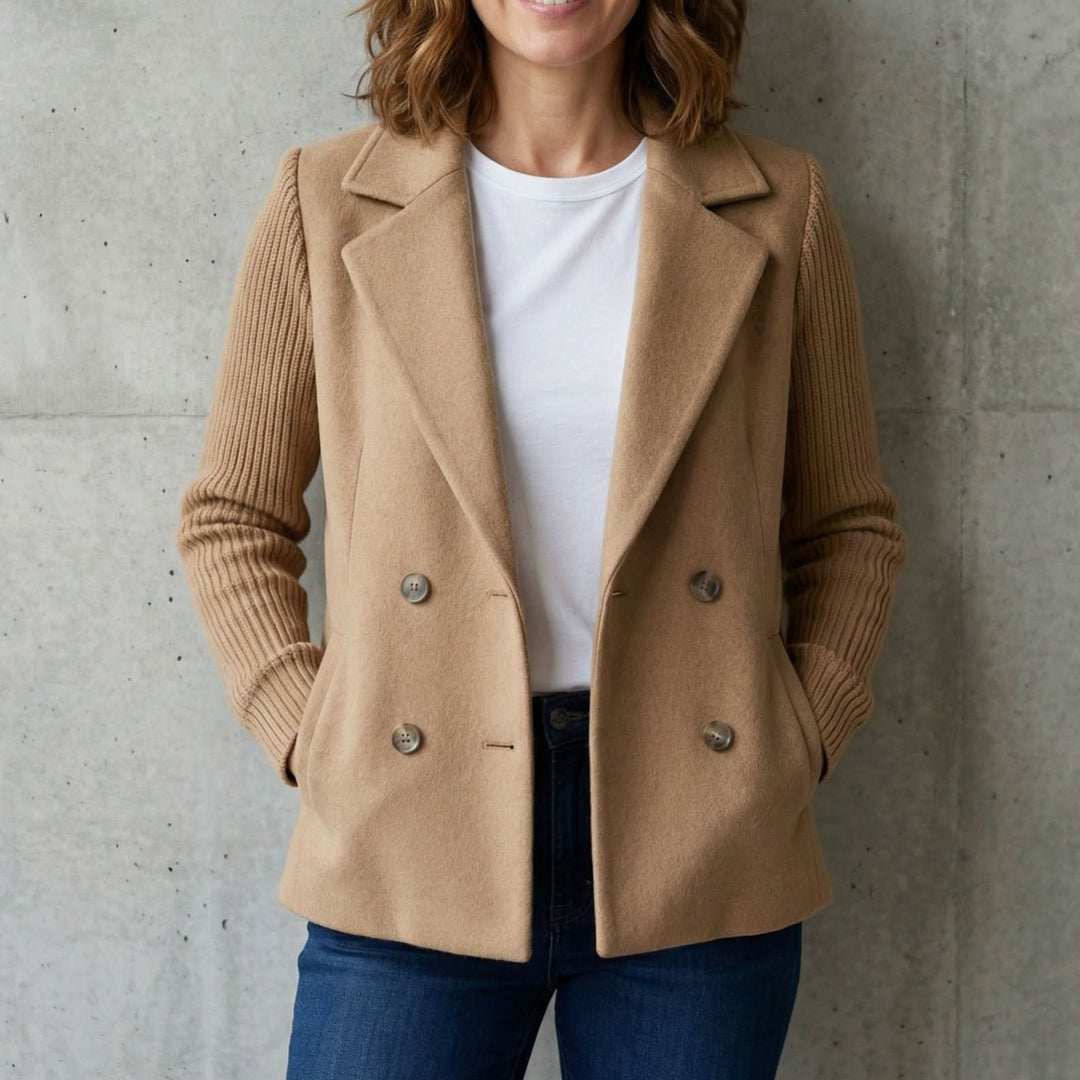 Blazer da donna doppiopetto con maniche in maglia