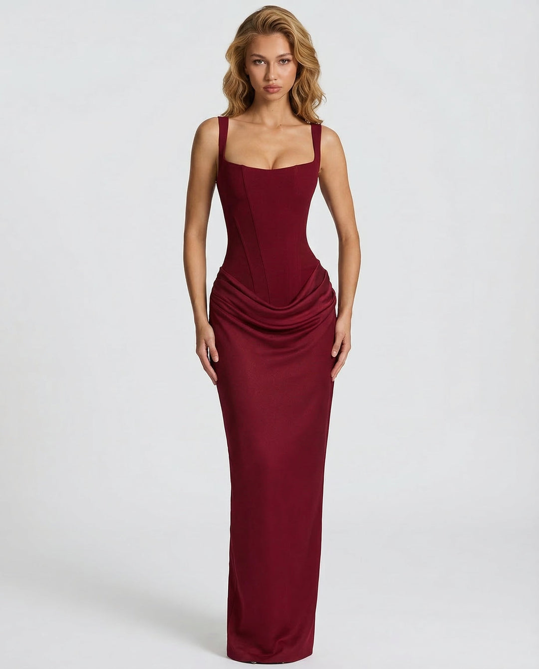 Women's Corset-Style Hourglass Maxi Dress
