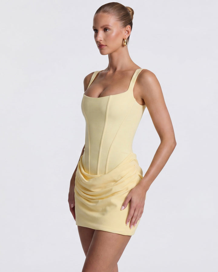 Minivestito arricciato senza maniche da donna