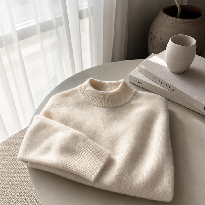 Maglia a coste classica da donna con collo alto