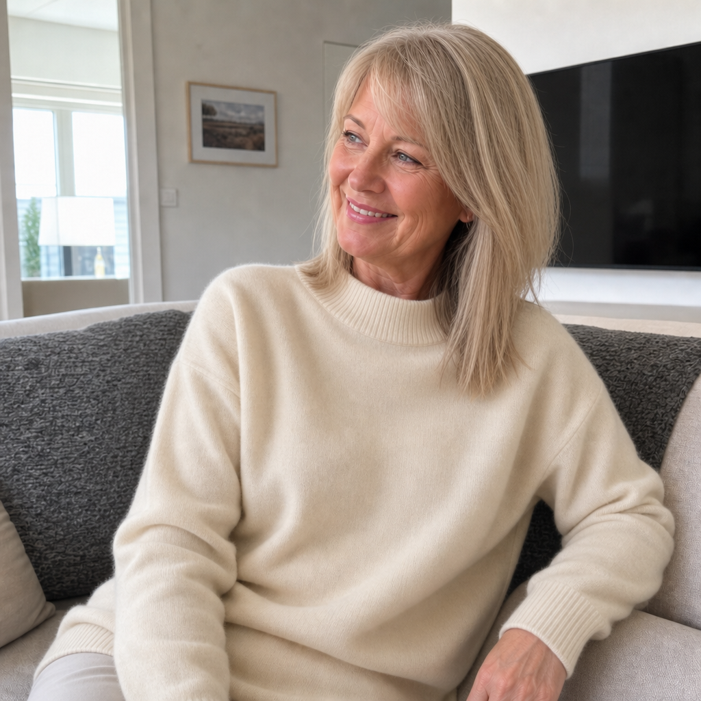 Maglia a coste classica da donna con collo alto