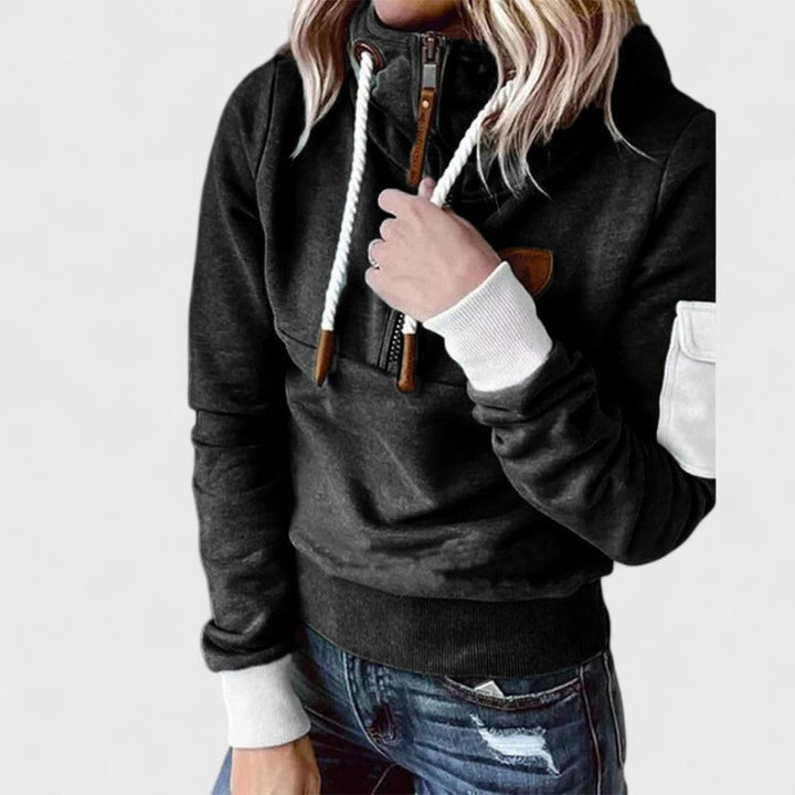 Felpa con cappuccio da donna mezza zip con tasca cargo
